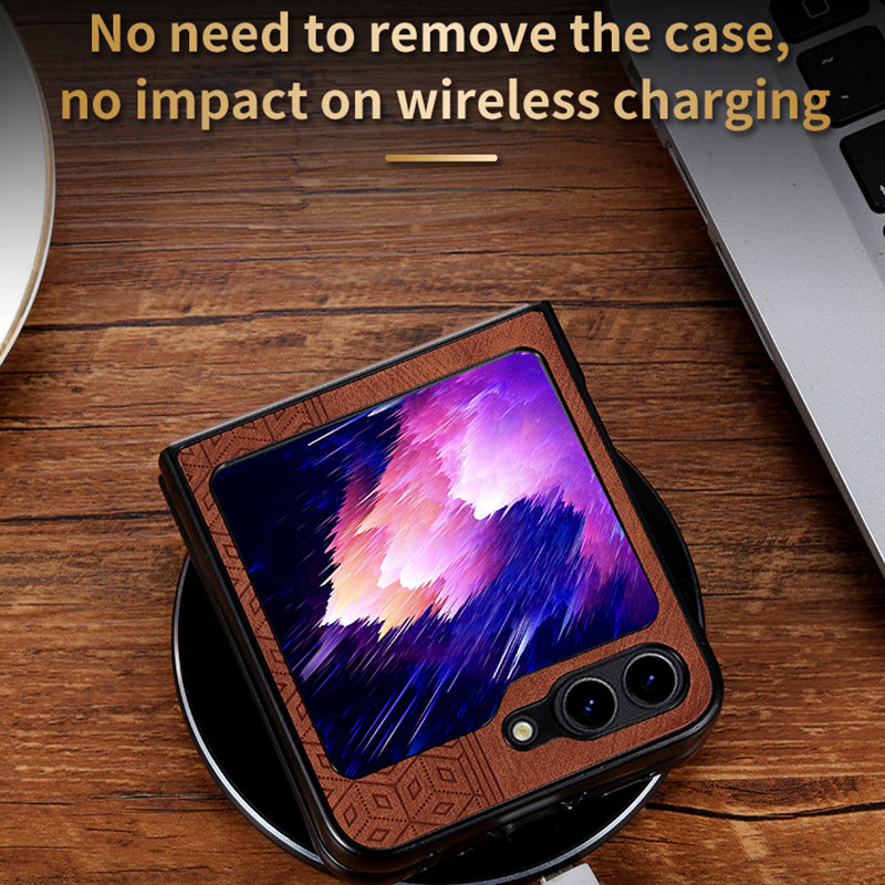 AZNS For Samsung Galaxy Z Flip6 5G Case PU Leather Coated PC Hard Phone Cover AZNS For Samsung Galaxy Z Flip6 5G Case PU Leather Coated PC Hard Phone Cover